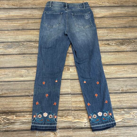 Laurie Felt Embroidered Cropped Jeans Size 6 - Picture 5 of 7